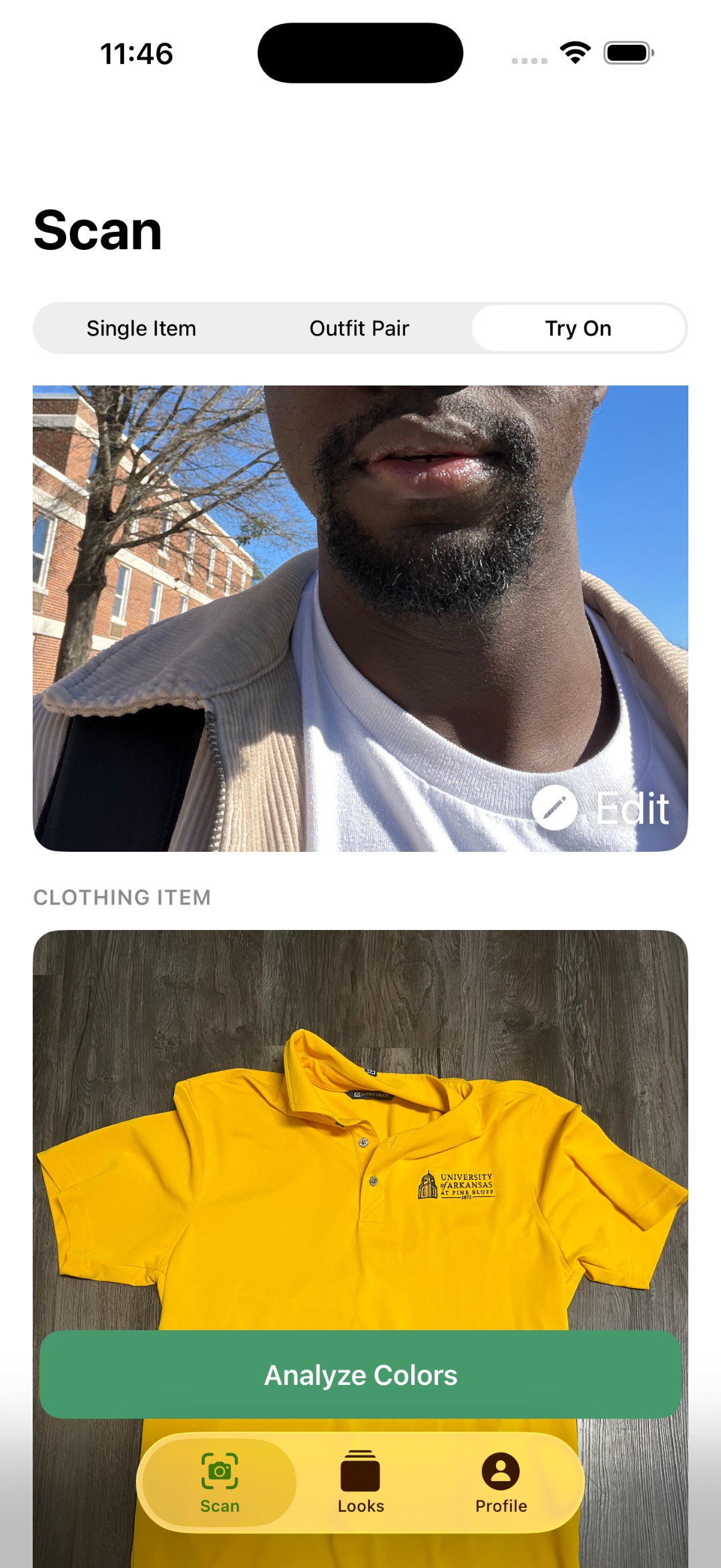 Try On mode screen